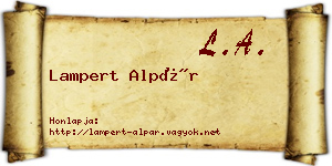 Lampert Alpár névjegykártya
